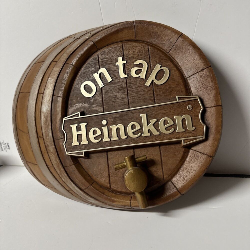 Vintage 3D Heineken On Tap Barrel Beer Sign 16” X 12” - Tougher Version Plastic
